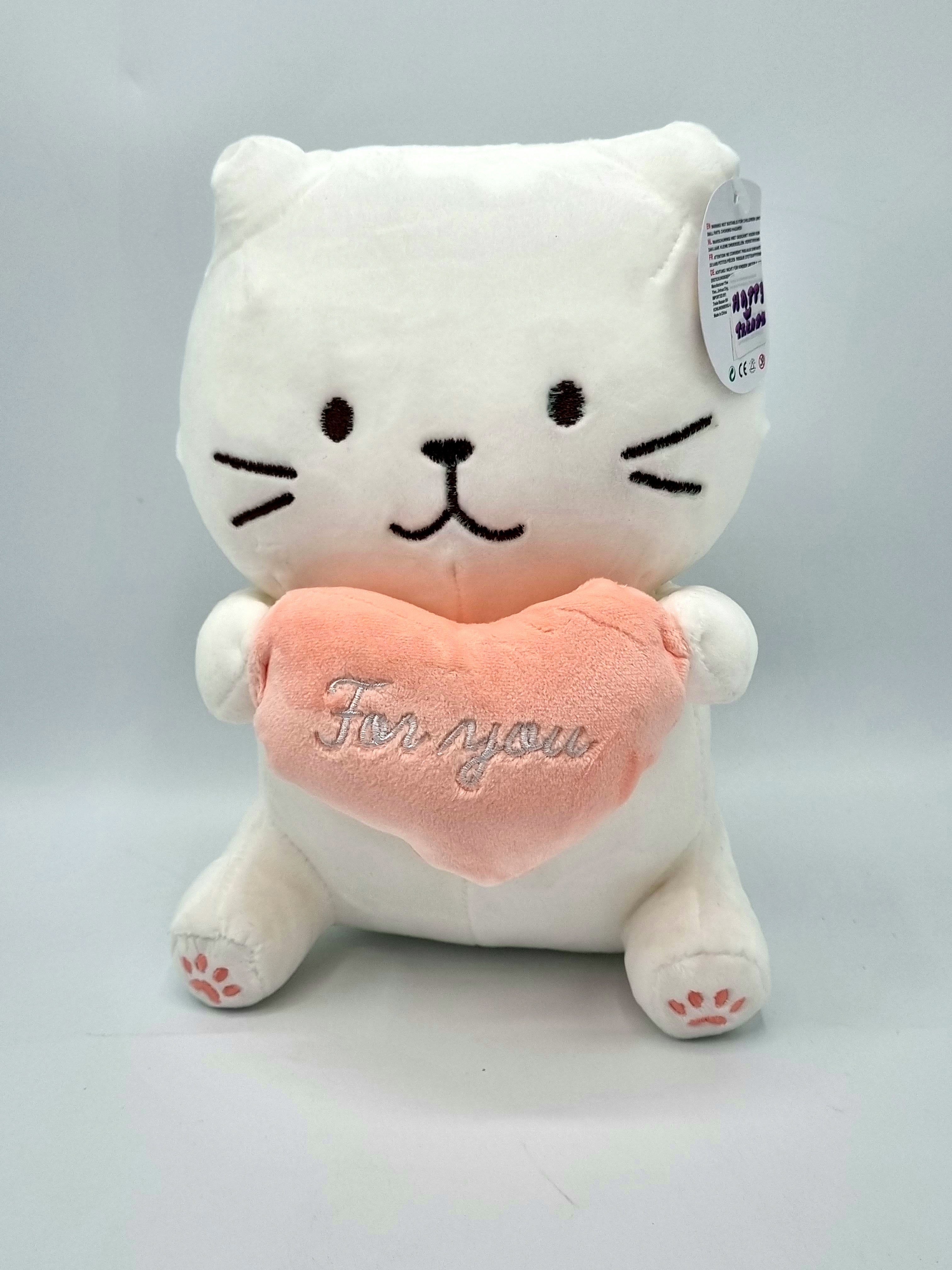 Lieve Schattige Kat Kleur Wit - Knuffel 25 cm
