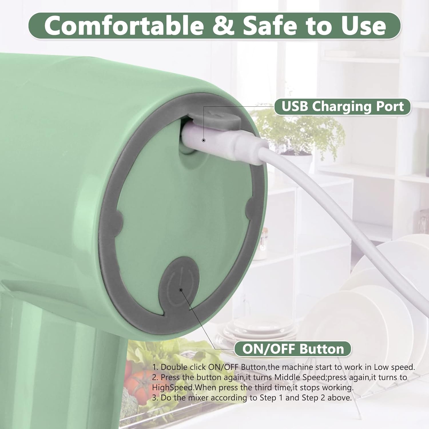 elektrische groentesnijder - luxe elektrische foodchopper Klopper Mixer - mintgroen - chopper -