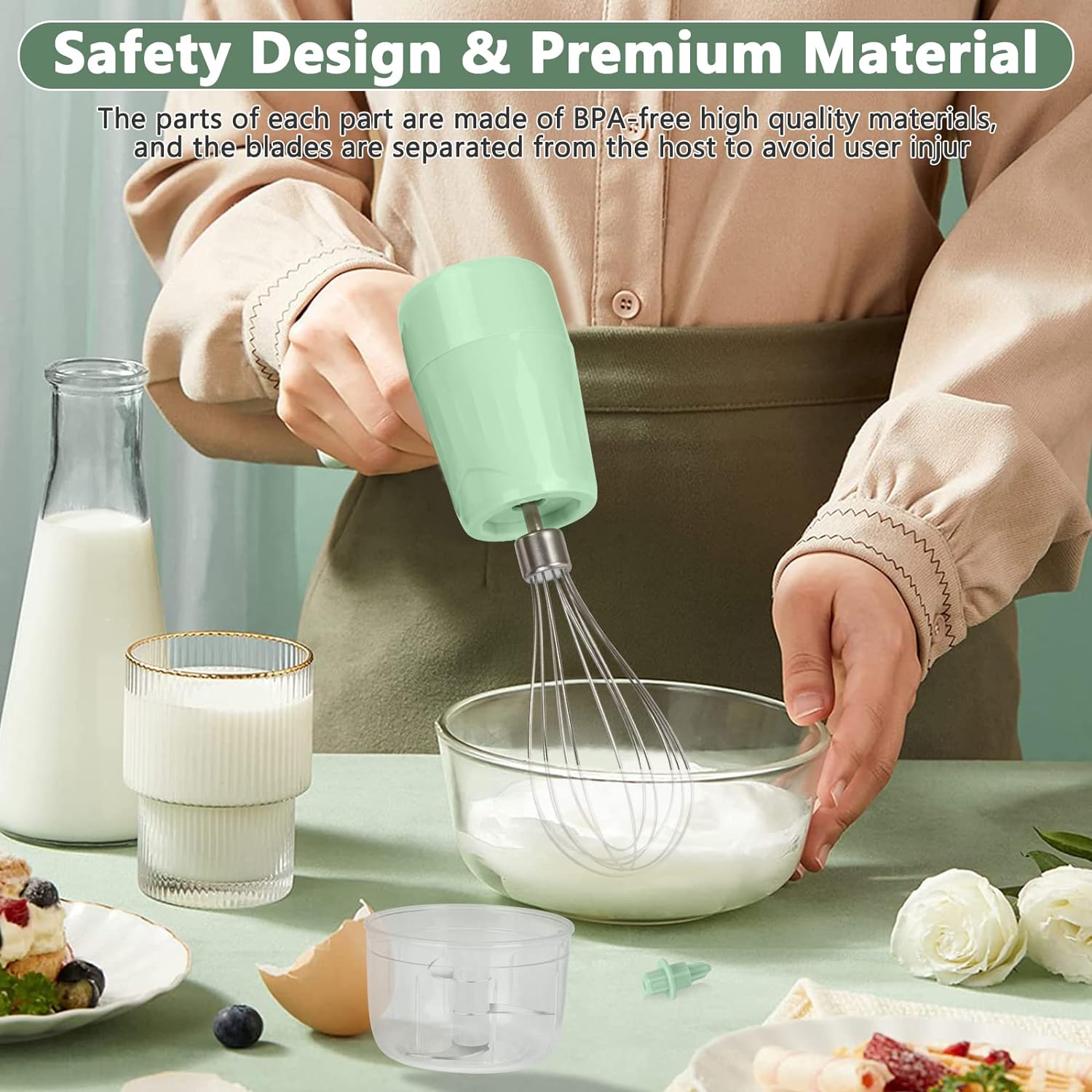 elektrische groentesnijder - luxe elektrische foodchopper Klopper Mixer - mintgroen - chopper -