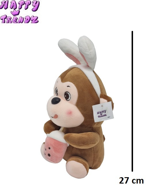 Bubble Tea thee Knuffel Pluche aap - donker bruin - 27cm