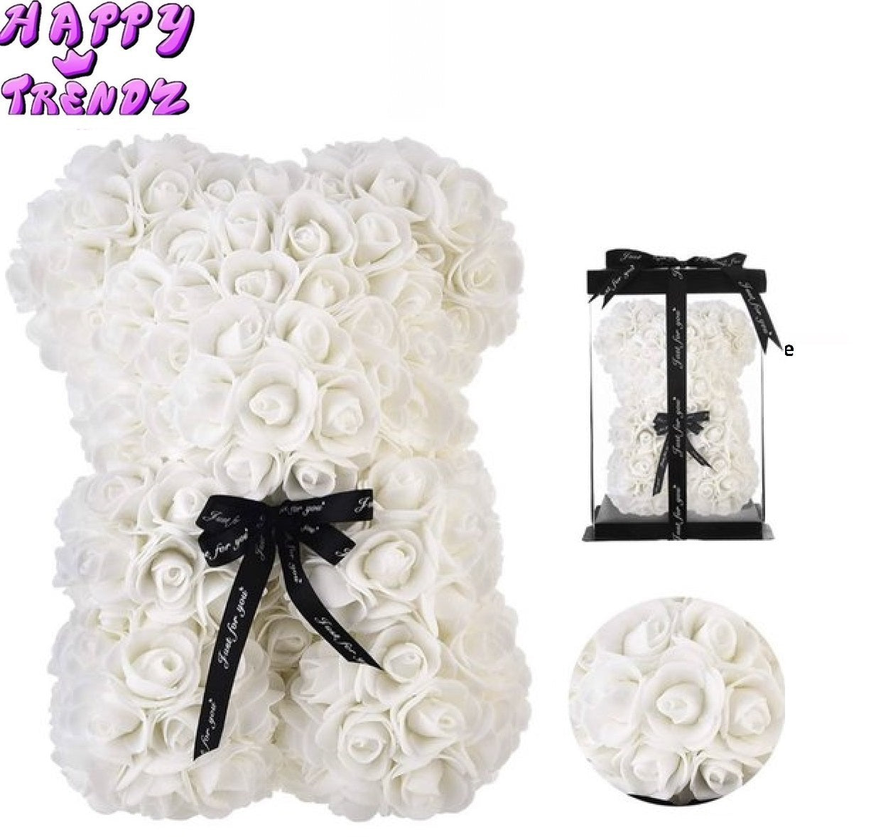 Rozen Beer 25 cm Wit In GiftBox