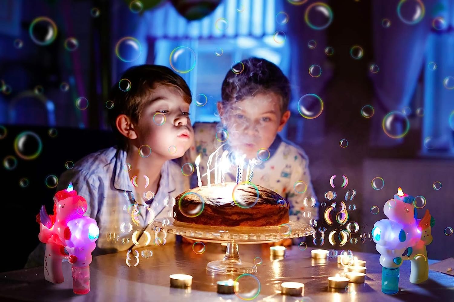 Unicorn Roze Led Bubble Blaster machine