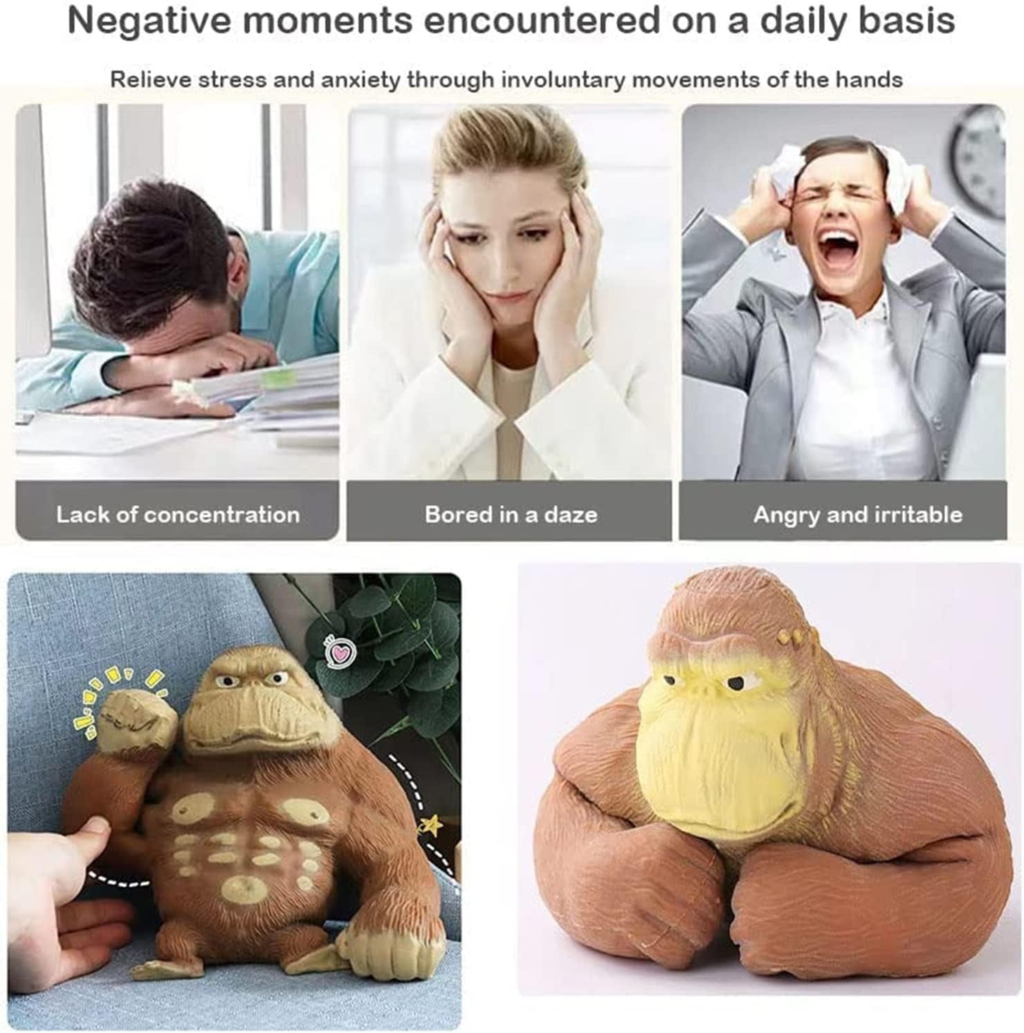 XL Gorilla 600 gram !! Stress Relief Toy, Stretch Latex Monkey Toy