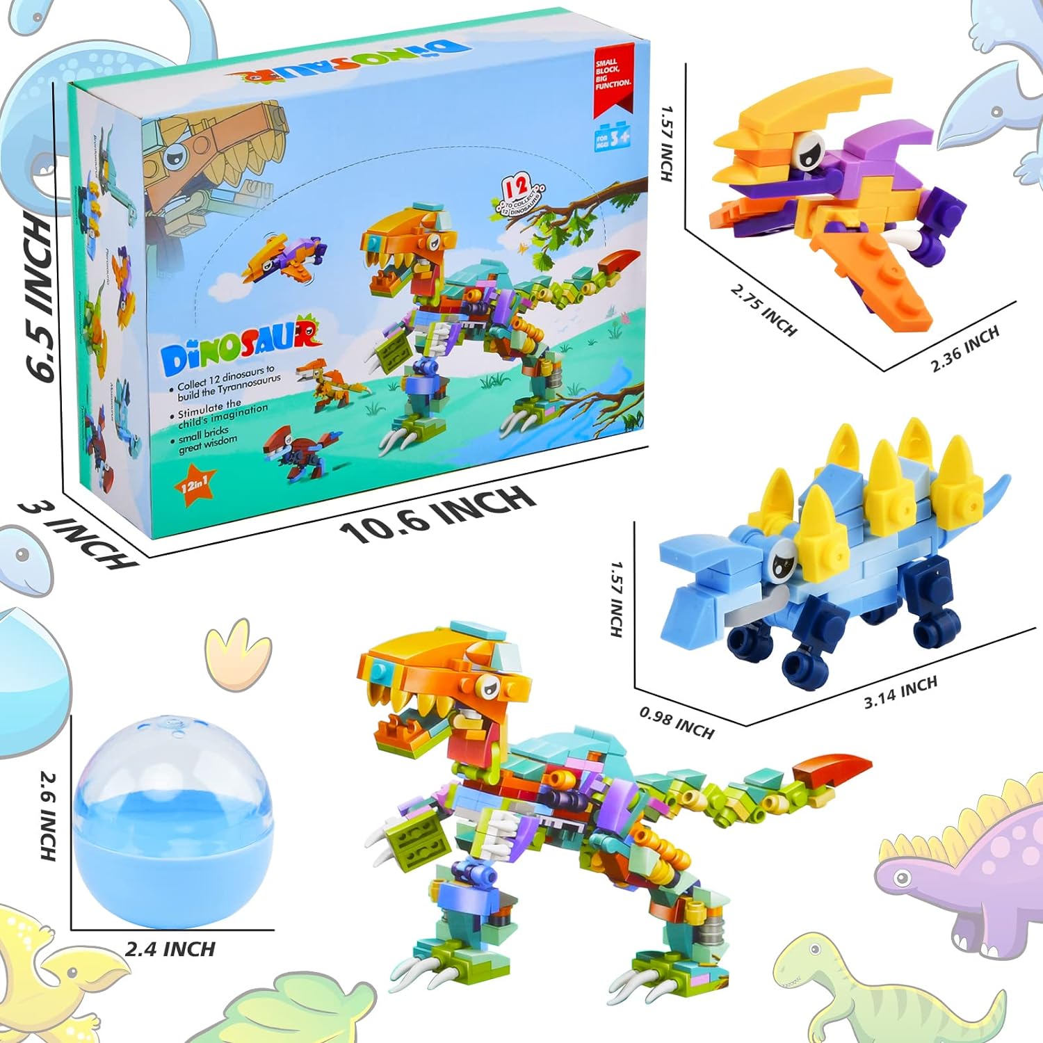 Bricks Dinosaurus serie 2 - 12in1 Display - totaal 12 ballen mystery gevuld