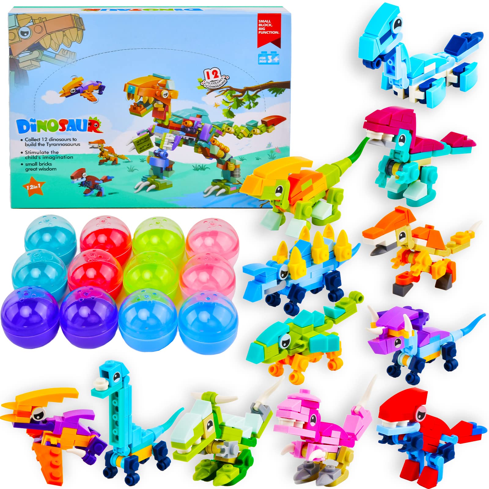 Bricks Dinosaurus serie 2 - 12in1 Display - totaal 12 ballen mystery gevuld