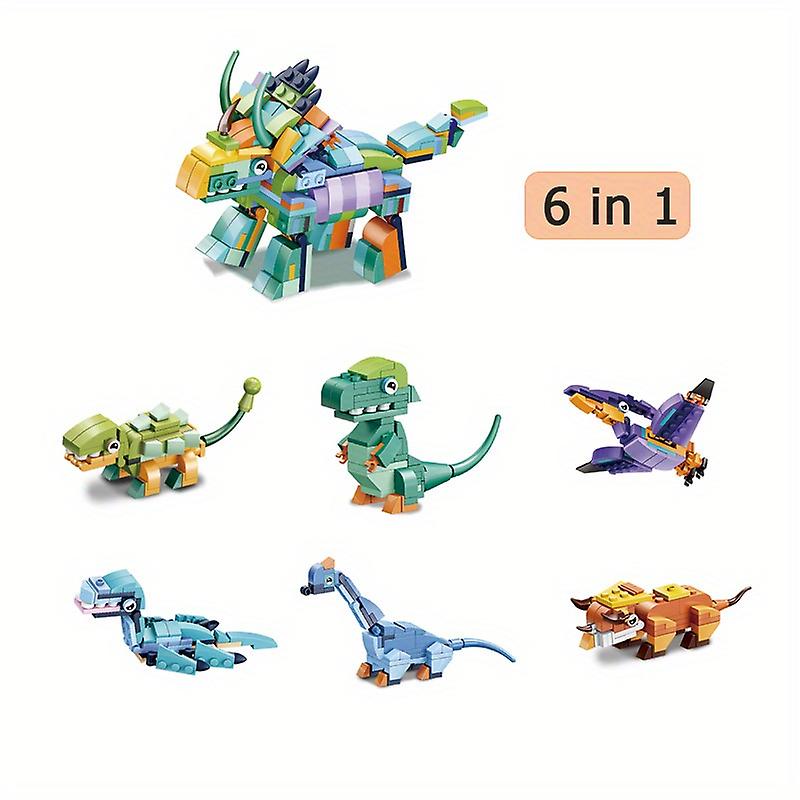 Bricks Bouwstenen Dinosaurus serie 1 Dinosaur 6in1 Display - totaal 6 ballen mystery gevuld 2in1