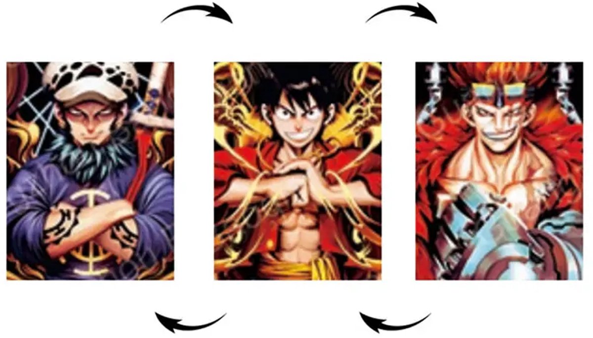 3One Piece | 3-in-1 | Luffy | Zoro | Sanji | 3D Poster | Anime | Poster | Anime Figure | Manga Inclusief Frame Lijst