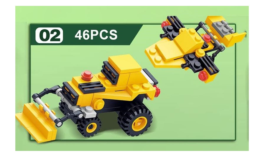 Bricks Trucks voertuigen Bouw 6in1 Display - totaal 6 ballen mystery gevuld 2in1