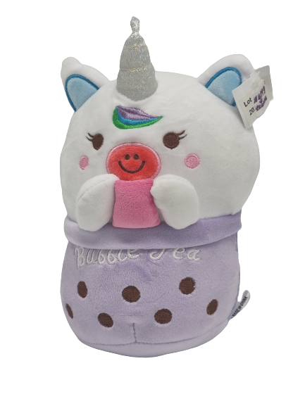 Bubble Tea pluche 22 cm unicorn paars