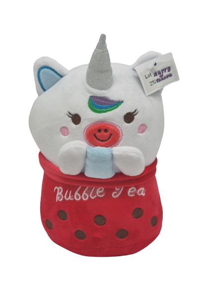 Bubble Tea pluche 22 cm unicorn Rood