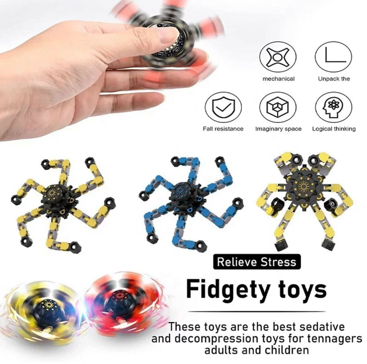 Fidget Wacky Spinner Fingertip - Wacky Track Spiner Robot