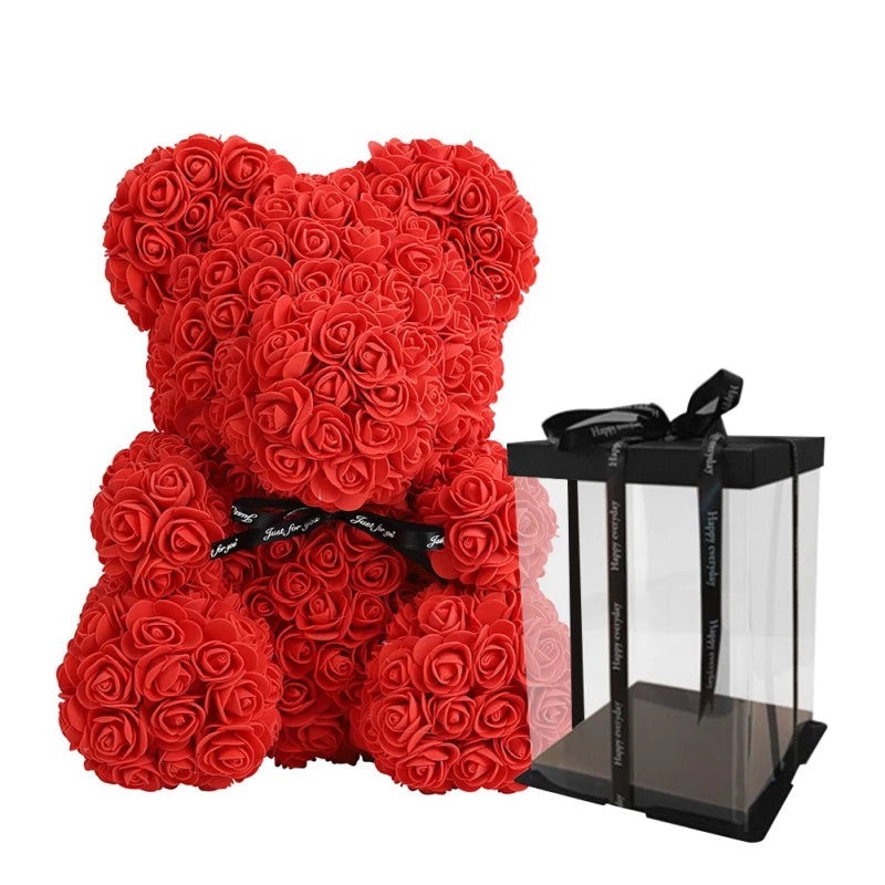 Rozen Beer 25 cm giftbox - Rood