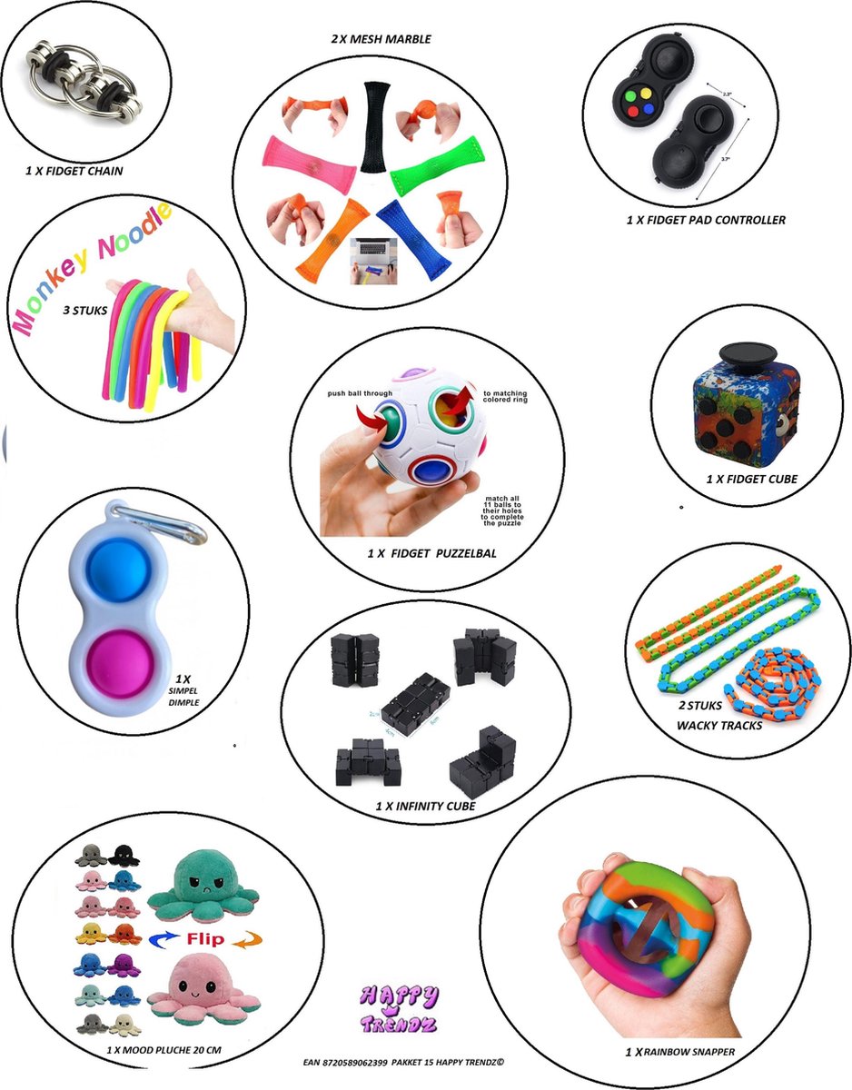 Fidget Toys - 15 Delig - Pakket