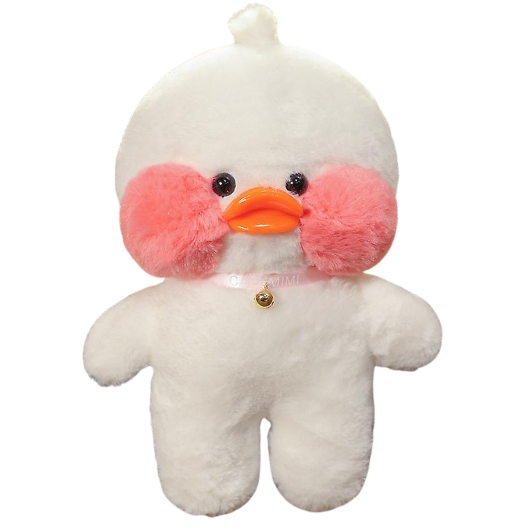 Lalafanfan - Paper Duck knuffel - 30 cm Groot - Shirt/Hoofdband/Tas/Bril/Ketting