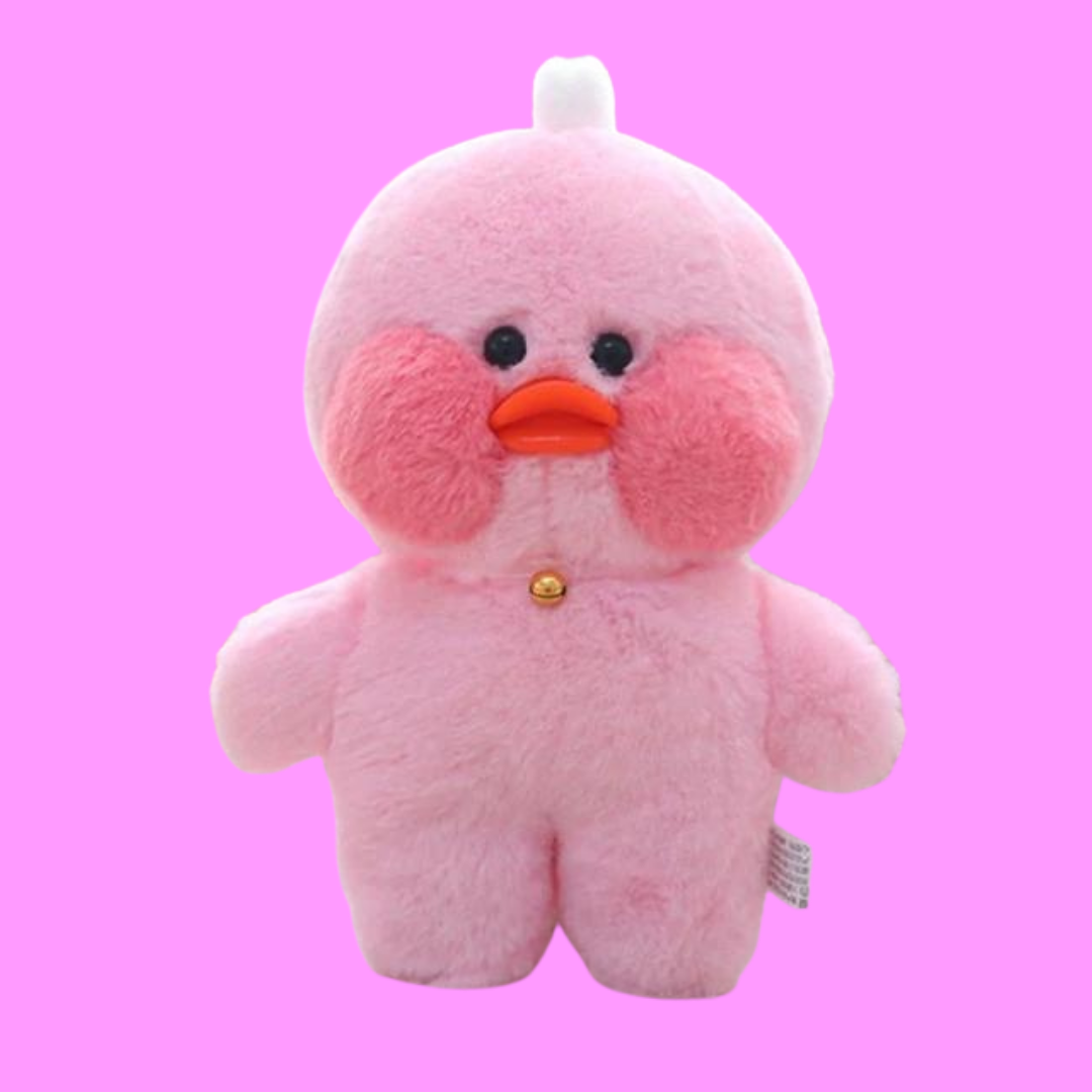 Lalafanfan - Paper Duck knuffel - 30 cm Groot - Shirt/Hoofdband/Tas/Bril/Ketting