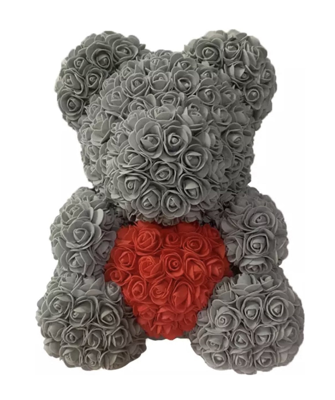 Rozen Beer 37 Cm Grijs met rood hart in Luxe Gift box