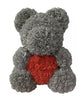 Rozen Beer 37 Cm Grijs met rood hart in Luxe Gift box