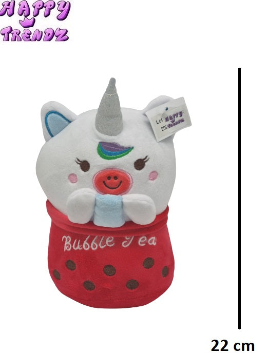 Bubble Tea pluche 22 cm unicorn Rood