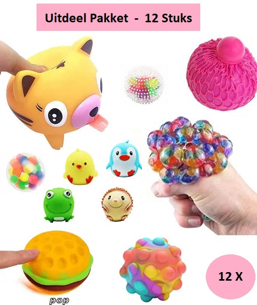 Uitdeelpakket Squishy Ball - Animals 12 stuks